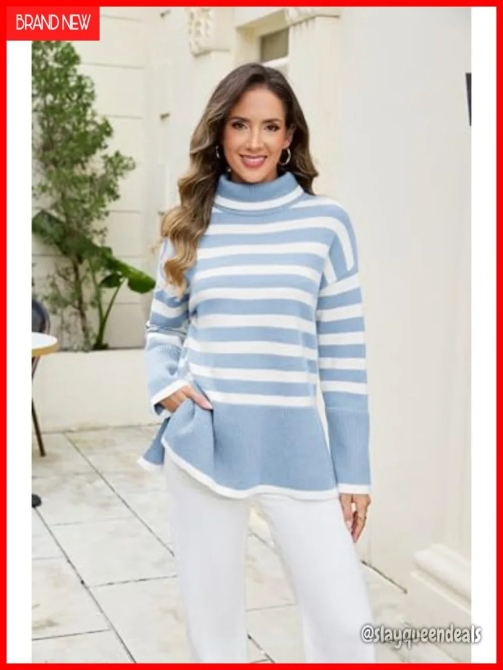 Women Oversized Cable Knit Turtleneck Pullover Sweater